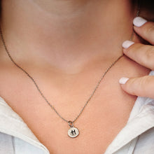 Load image into Gallery viewer, ITI NYC Initial Pendants with Black Enamel in 14K Gold (11mm) (100% Polished with Bail)