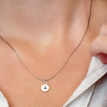 Load image into Gallery viewer, ITI NYC Initial Pendants with Black Enamel in Sterling Silver (11mm) (100% Polished with Bail)