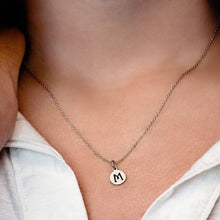 Load image into Gallery viewer, ITI NYC Initial Pendants with Black Enamel in Sterling Silver (11mm) (100% Polished with Bail)