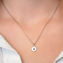 Load image into Gallery viewer, ITI NYC Initial Pendants with Black Enamel in Sterling Silver (11mm) (100% Polished with Bail)