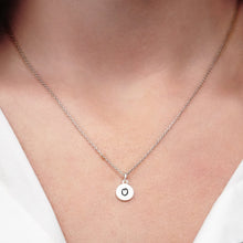 Load image into Gallery viewer, ITI NYC Initial Pendants with Black Enamel in Sterling Silver (11mm) (100% Polished with Bail)