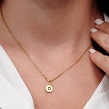 Load image into Gallery viewer, ITI NYC Initial Pendants with Black Enamel in 14K Gold (11mm) (100% Polished with Bail)