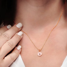 Load image into Gallery viewer, ITI NYC Initial Pendants with Black Enamel in Sterling Silver (11mm) (100% Polished with Bail)