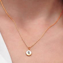 Load image into Gallery viewer, ITI NYC Initial Pendants with Black Enamel in Sterling Silver (11mm) (100% Polished with Bail)