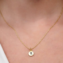 Load image into Gallery viewer, ITI NYC Initial Pendants with Black Enamel in 14K Gold (11mm) (100% Polished with Bail)