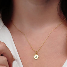 Load image into Gallery viewer, ITI NYC Initial Pendants with Black Enamel in 14K Gold (11mm) (100% Polished with Bail)
