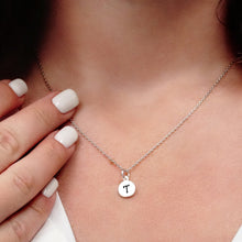 Load image into Gallery viewer, ITI NYC Initial Pendants with Black Enamel in Sterling Silver (11mm) (100% Polished with Bail)