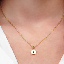 Load image into Gallery viewer, ITI NYC Initial Pendants with Black Enamel in 14K Gold (11mm) (100% Polished with Bail)