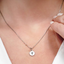 Load image into Gallery viewer, ITI NYC Initial Pendants with Black Enamel in Sterling Silver (11mm) (100% Polished with Bail)