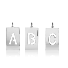 Load image into Gallery viewer, ITI NYC Uppercase Block Cut Out in Sterling Silver (28mm) (100% Polished with Bail)