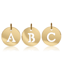 Load image into Gallery viewer, ITI NYC Uppercase Cut Out Disc in 14K Gold (12mm) (100% Polished with Bail)