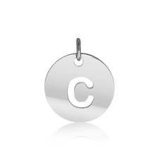 Load image into Gallery viewer, ITI NYC Lowercase Cut Out Disc in Sterling Silver (16mm) (100% Polished with Bail)