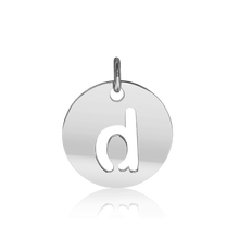 Load image into Gallery viewer, ITI NYC Lowercase Cut Out Disc in Sterling Silver (16mm) (100% Polished with Bail)
