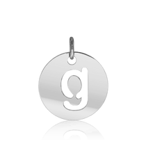 Load image into Gallery viewer, ITI NYC Lowercase Cut Out Disc in Sterling Silver (16mm) (100% Polished with Bail)