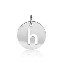 Load image into Gallery viewer, ITI NYC Lowercase Cut Out Disc in Sterling Silver (16mm) (100% Polished with Bail)