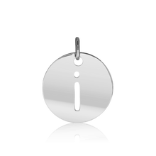 Load image into Gallery viewer, ITI NYC Lowercase Cut Out Disc in Sterling Silver (16mm) (100% Polished with Bail)