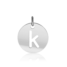 Load image into Gallery viewer, ITI NYC Lowercase Cut Out Disc in Sterling Silver (16mm) (100% Polished with Bail)