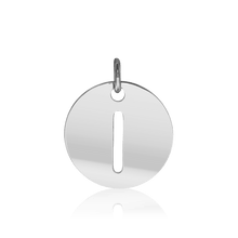Load image into Gallery viewer, ITI NYC Lowercase Cut Out Disc in Sterling Silver (16mm) (100% Polished with Bail)