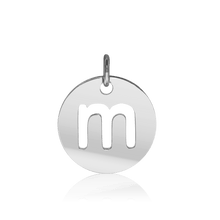 Load image into Gallery viewer, ITI NYC Lowercase Cut Out Disc in Sterling Silver (16mm) (100% Polished with Bail)