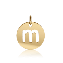 Load image into Gallery viewer, ITI NYC Lowercase Cut Out Disc in Sterling Silver (16mm) (100% Polished with Bail)