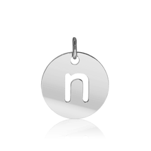 Load image into Gallery viewer, ITI NYC Lowercase Cut Out Disc in Sterling Silver (16mm) (100% Polished with Bail)