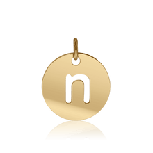 Load image into Gallery viewer, ITI NYC Lowercase Cut Out Disc in Sterling Silver (16mm) (100% Polished with Bail)