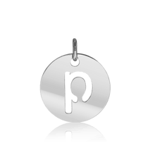 Load image into Gallery viewer, ITI NYC Lowercase Cut Out Disc in Sterling Silver (16mm) (100% Polished with Bail)