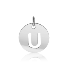 Load image into Gallery viewer, ITI NYC Lowercase Cut Out Disc in Sterling Silver (16mm) (100% Polished with Bail)