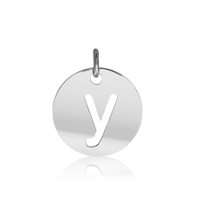 Load image into Gallery viewer, ITI NYC Lowercase Cut Out Disc in Sterling Silver (16mm) (100% Polished with Bail)