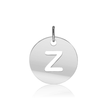 Load image into Gallery viewer, ITI NYC Lowercase Cut Out Disc in Sterling Silver (16mm) (100% Polished with Bail)