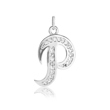 Load image into Gallery viewer, ITI NYC Fancy Pro Caption in Sterling Silver (16mm) (100% Polished with Bail - Includes CZs)