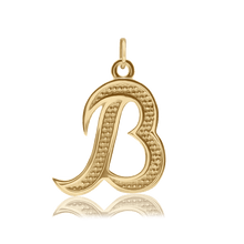 Load image into Gallery viewer, ITI NYC Fancy Pro Caption Bold with Beaded Design in 14K Gold (17mm) (100% Polished with Bail)