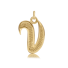 Load image into Gallery viewer, ITI NYC Fancy Pro Caption Bold with Beaded Design in 14K Gold (17mm) (100% Polished with Bail)