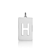 Load image into Gallery viewer, ITI NYC Uppercase Block Cut Out in Sterling Silver (28mm) (100% Polished with Bail)