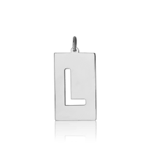 Load image into Gallery viewer, ITI NYC Uppercase Block Cut Out in Sterling Silver (28mm) (100% Polished with Bail)