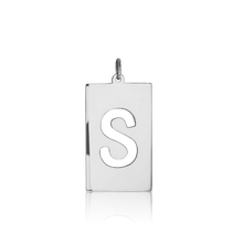 Load image into Gallery viewer, ITI NYC Uppercase Block Cut Out in Sterling Silver (28mm) (100% Polished with Bail)