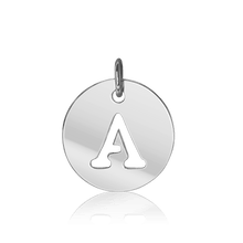 Load image into Gallery viewer, ITI NYC Uppercase Cut Out Disc in Sterling Silver (12mm) (100% Polished with Bail)