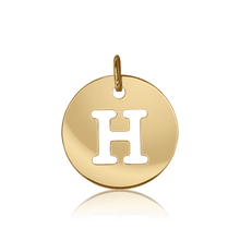 Load image into Gallery viewer, ITI NYC Uppercase Cut Out Disc in 14K Gold (12mm) (100% Polished with Bail)