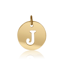 Load image into Gallery viewer, ITI NYC Uppercase Cut Out Disc in 14K Gold (12mm) (100% Polished with Bail)