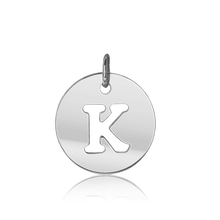 Load image into Gallery viewer, ITI NYC Uppercase Cut Out Disc in 14K Gold (12mm) (100% Polished with Bail)