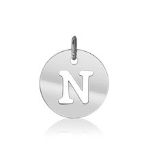 Load image into Gallery viewer, ITI NYC Uppercase Cut Out Disc in Sterling Silver (12mm) (100% Polished with Bail)