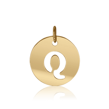 Load image into Gallery viewer, ITI NYC Uppercase Cut Out Disc in 14K Gold (12mm) (100% Polished with Bail)