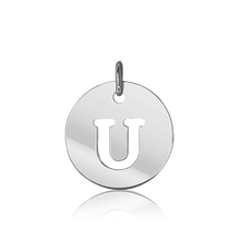 Load image into Gallery viewer, ITI NYC Uppercase Cut Out Disc in Sterling Silver (12mm) (100% Polished with Bail)