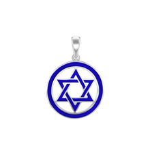 Load image into Gallery viewer, ITI NYC Star of David Pendant Medallion with Blue Enamel in Sterling Silver