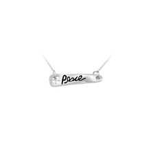 Load image into Gallery viewer, Peace Bar Necklace in Sterling Silver (20 x 5 mm)