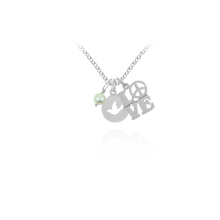 Load image into Gallery viewer, Peace Love Necklace in Sterling Silver (18 x 13 mm)