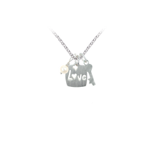 Load image into Gallery viewer, Love with Key Necklace in Sterling Silver (17 x 12 mm)