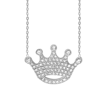 Load image into Gallery viewer, Crown Necklace in Sterling Silver (17 x 25 mm)