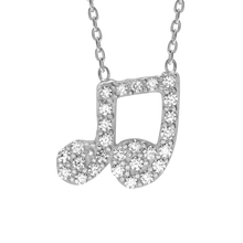 Load image into Gallery viewer, Music Note Necklace in Sterling Silver (11 x 9 mm)