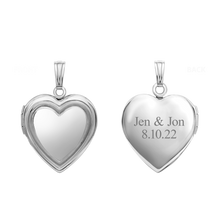 Load image into Gallery viewer, ITI NYC Embossed Heart Locket in Sterling Silver with Optional Engraving (28 x 19 mm)